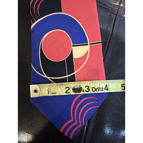 Pangborn Design 100% Italian Silk Tie Geometric Design 80s Retro Style - Picture 4 of 6